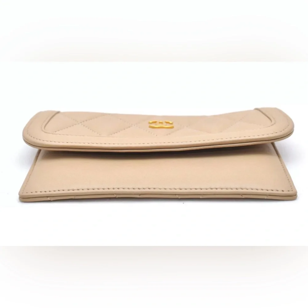 CHANEL Calf Skin Matelasse Vintage Pouch Purse Beige - Picture 8 of 16